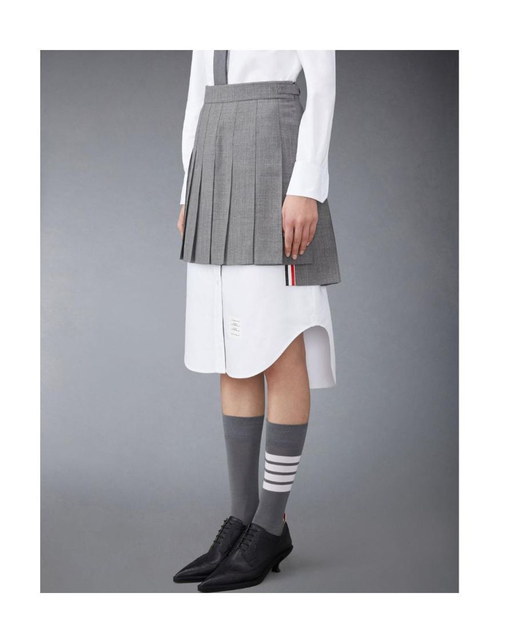 Thom Browne Gray Pleated Mini Skirt