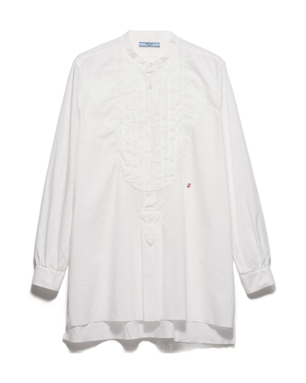 Prada White Embroidered Long-Sleeved Shirt
