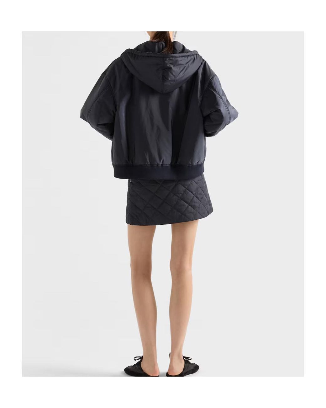 Prada Blue Triangle-Logo Quilted Mini Skirt