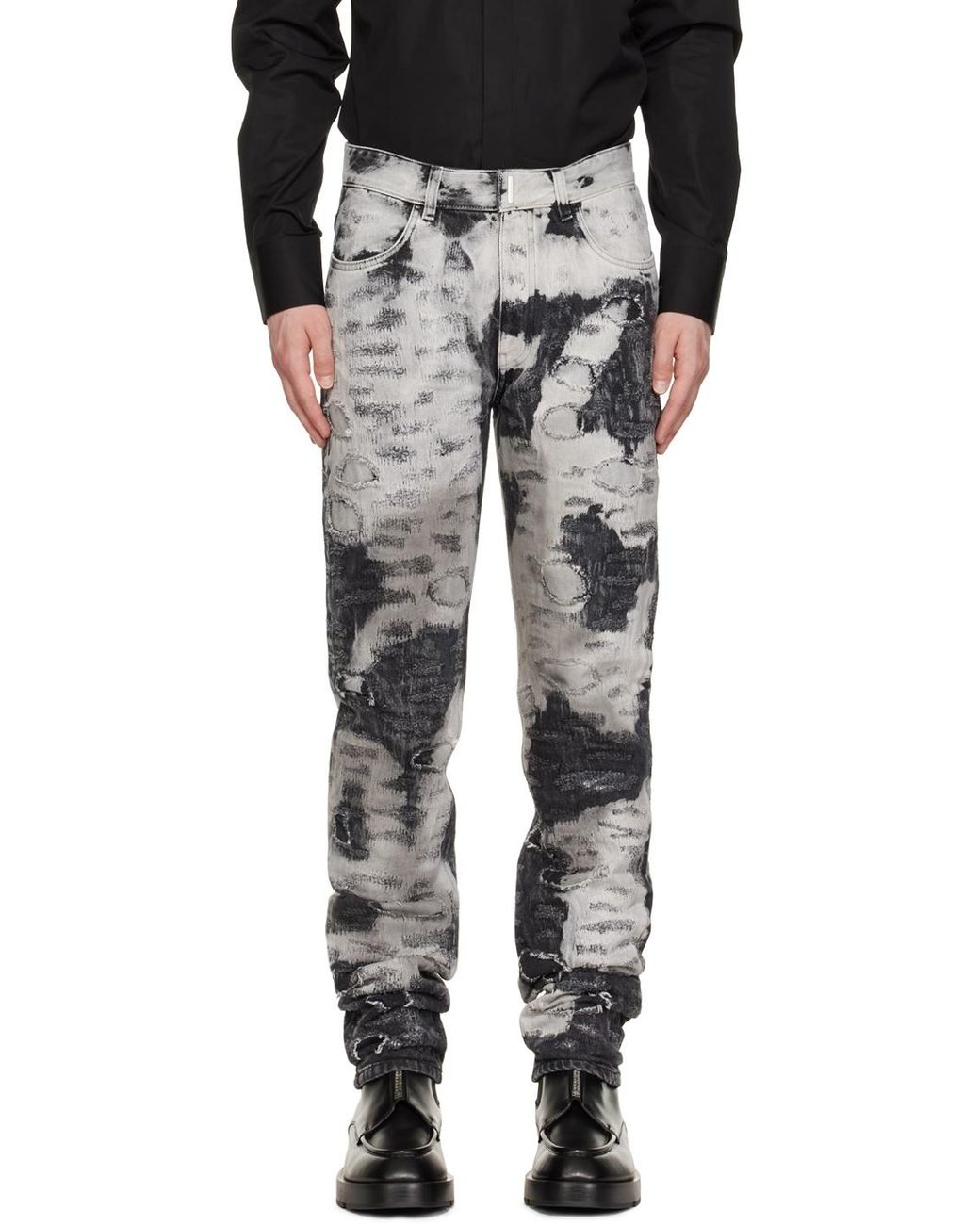 Givenchy Gray Distressed Slim-Fit Jeans for men