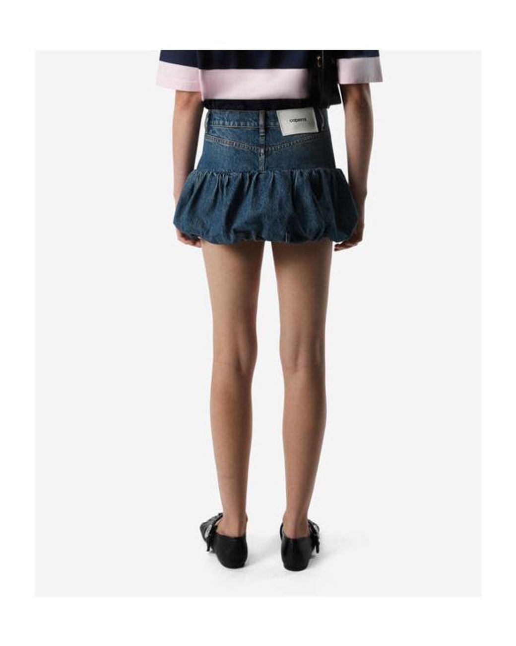 Coperni Blue Gathered Hem Denim Mini Skirt