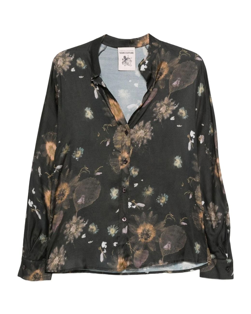 Semicouture Black Floral-Pattern Top