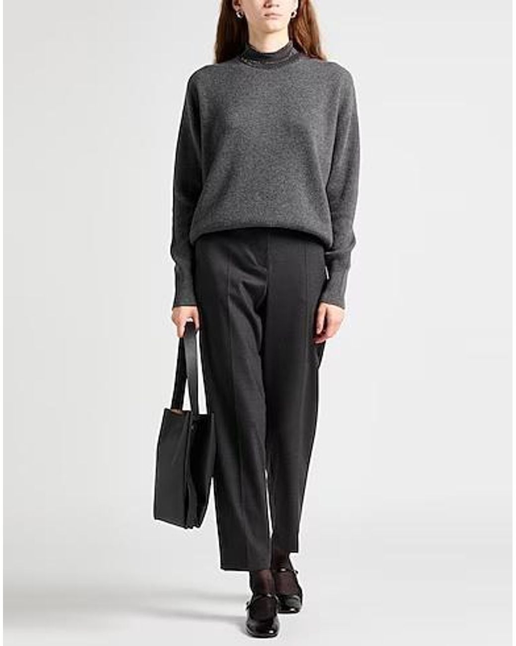 Brunello Cucinelli Gray High-Waisted Slim Tapered Pants