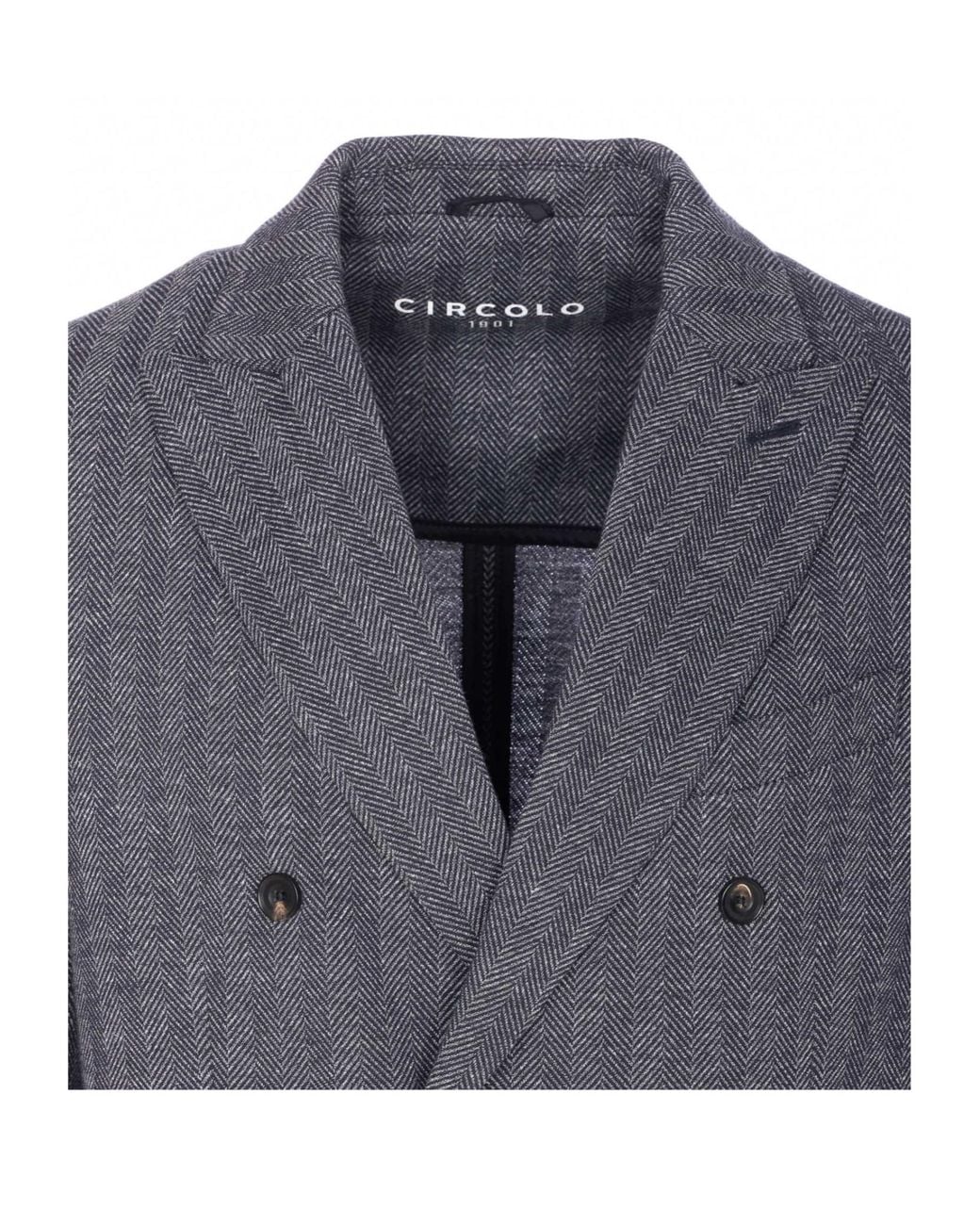 Circolo 1901 Blue Chevron Double-Breasted Jacket for men