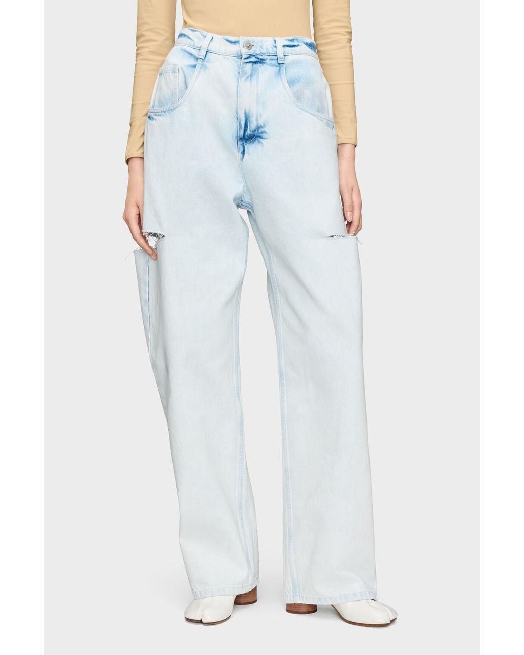 Maison Margiela Blue Cutout Wide-Leg Jeans