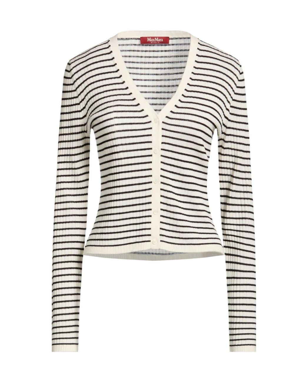 Max Mara White Striped Knit Cardigan