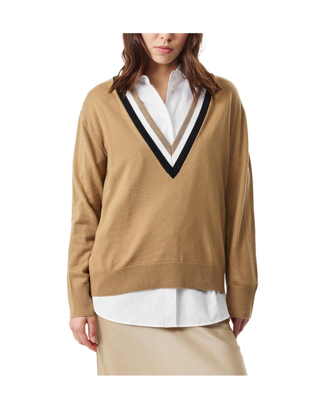Boss Natural V-Neck Knitted Sweater