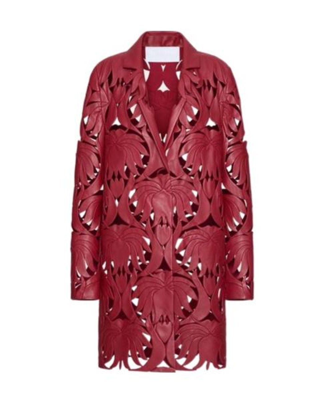 Valentino Red Hollow-Out Design Leather Jacket