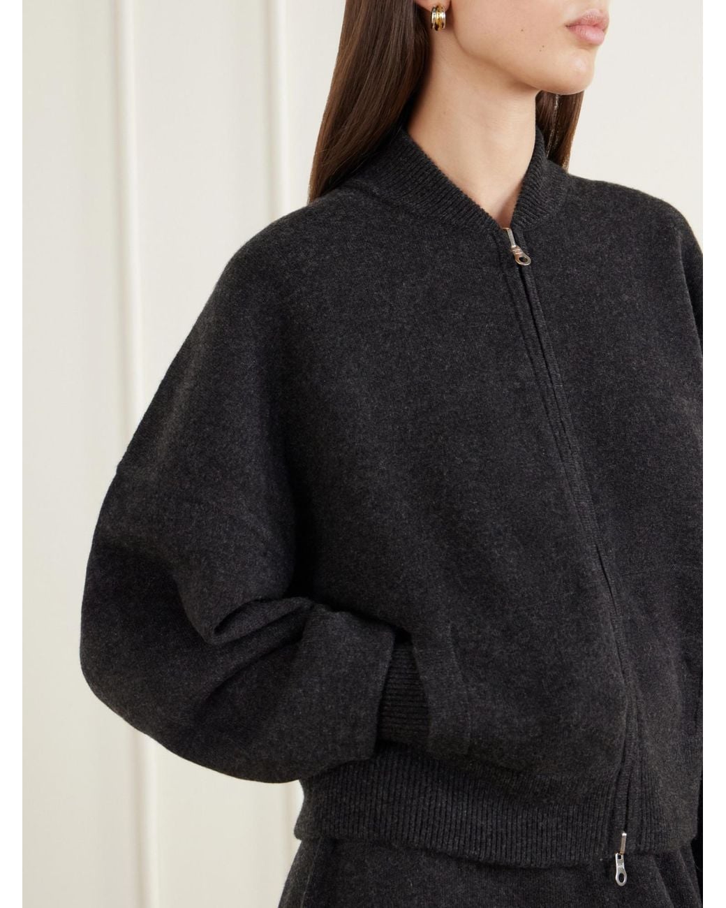 arch4 Black Cashmere Zip-Up Cardigan