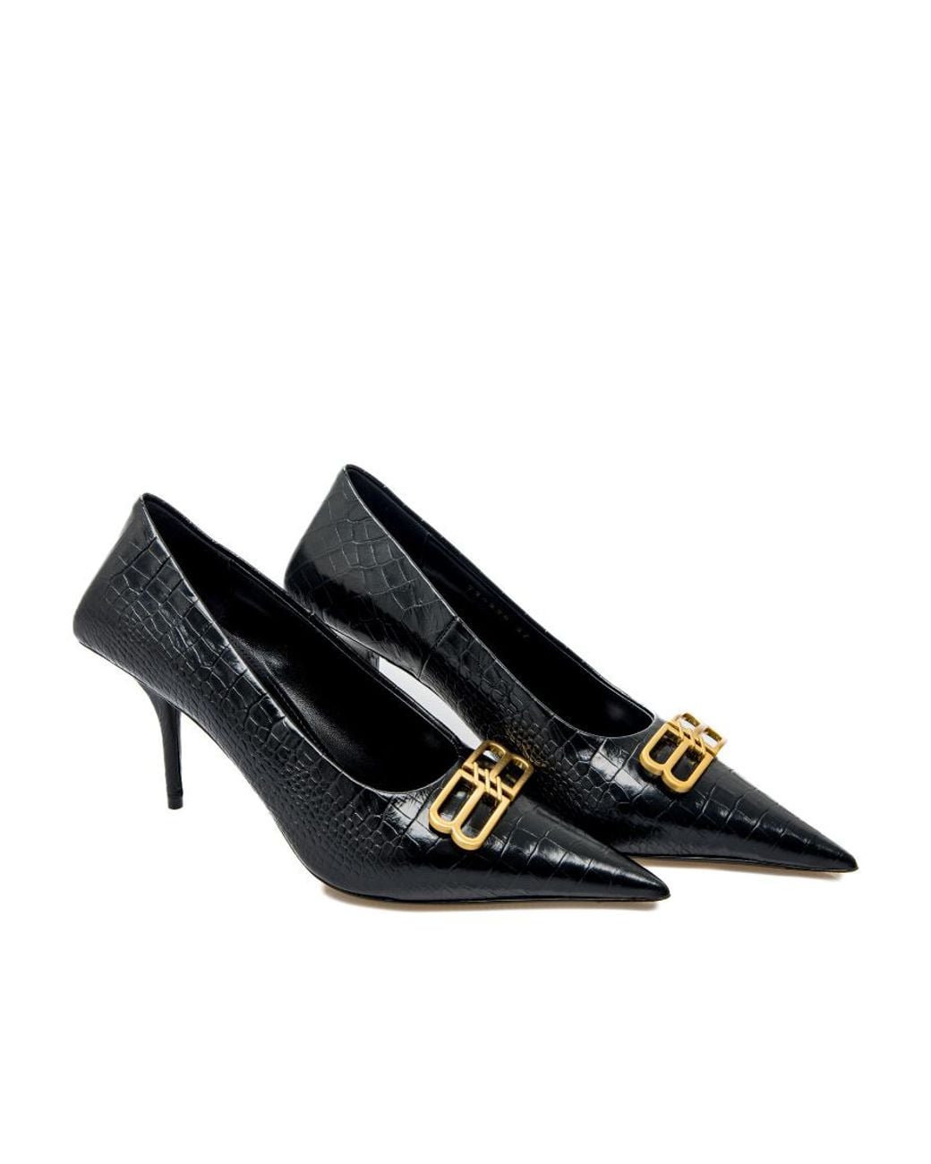 Balenciaga Black Bb Logo Plaque Pointed Toe Pumps