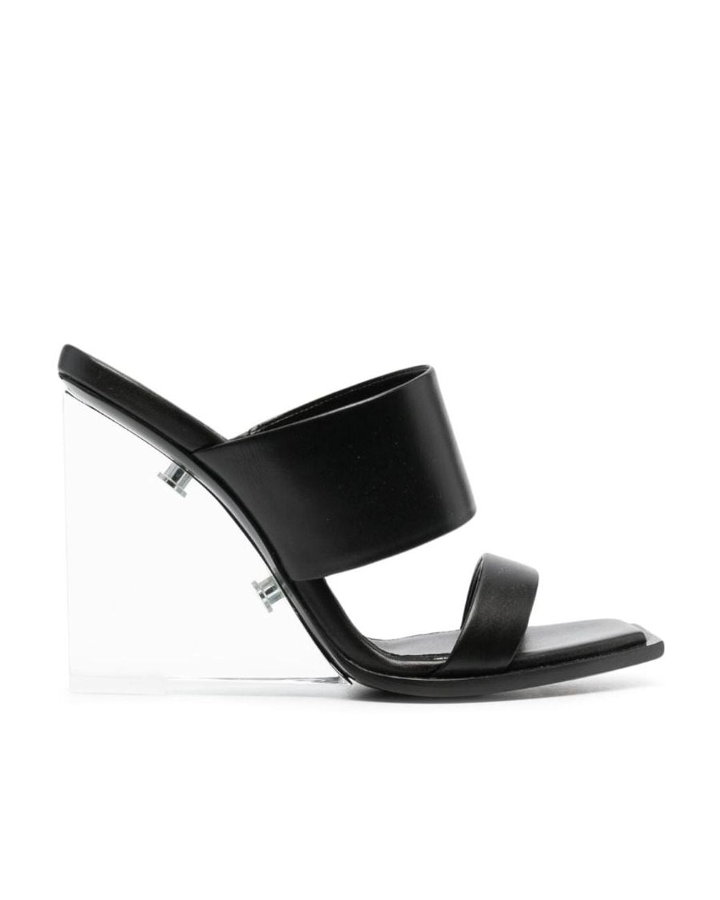 McQueen Black Shard Slip-On Wedge Sandals