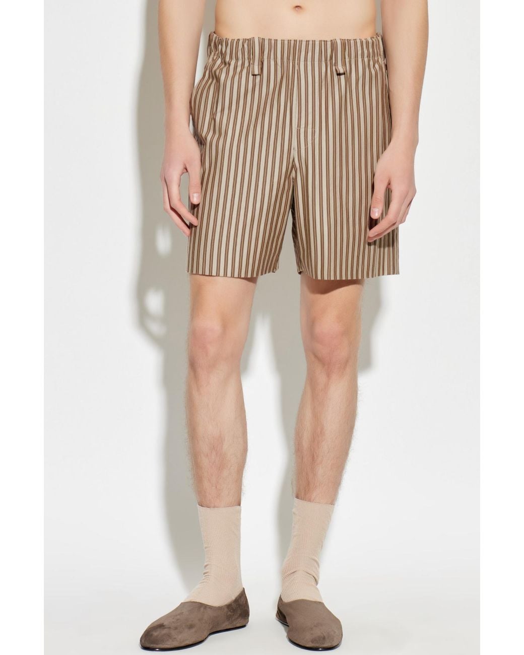 Homme Plissé Issey Miyake Natural Striped Shorts for men