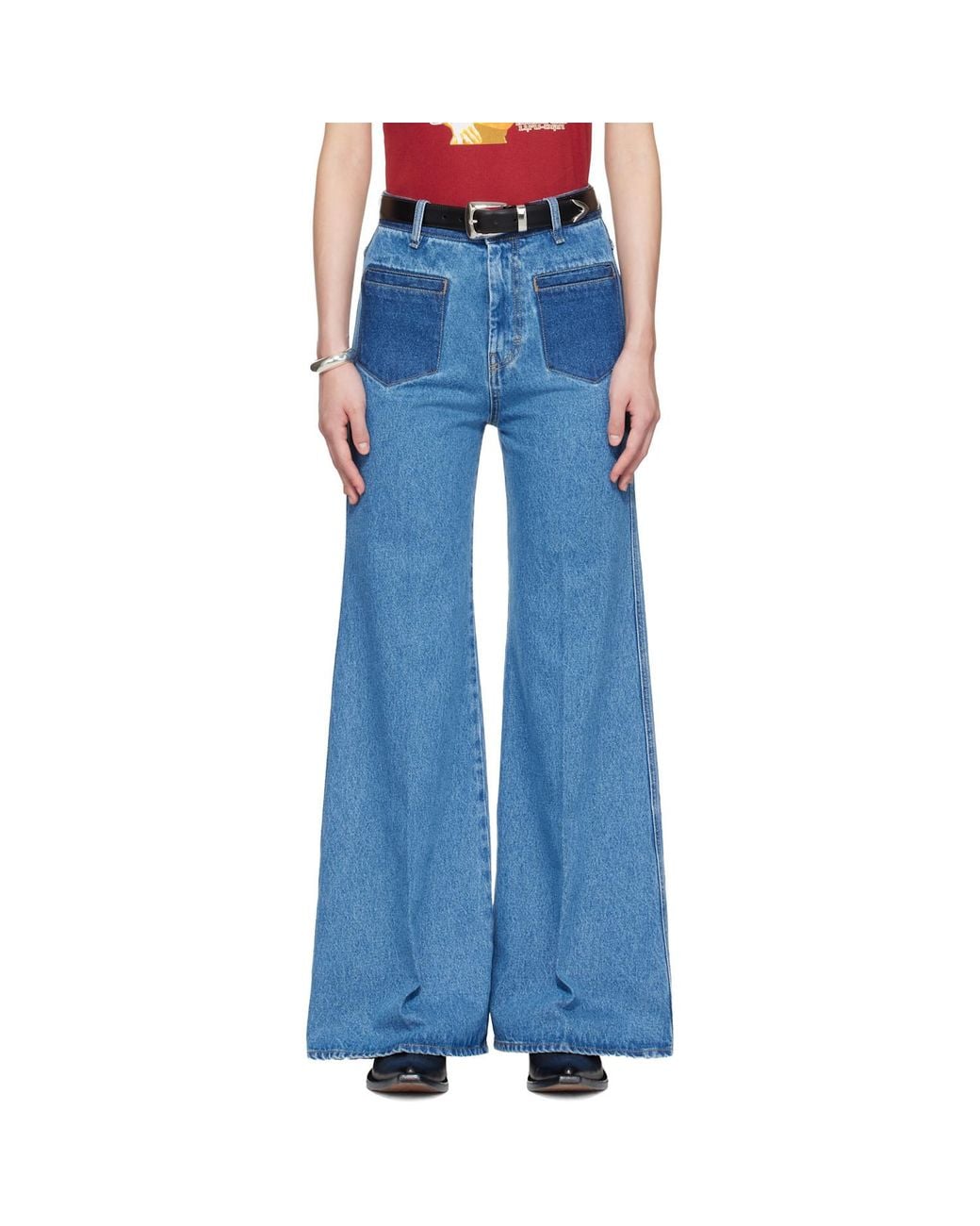 Lu'u Dan Blue Bruce Lee X Collaboration Nocturnal Flare Jeans for men