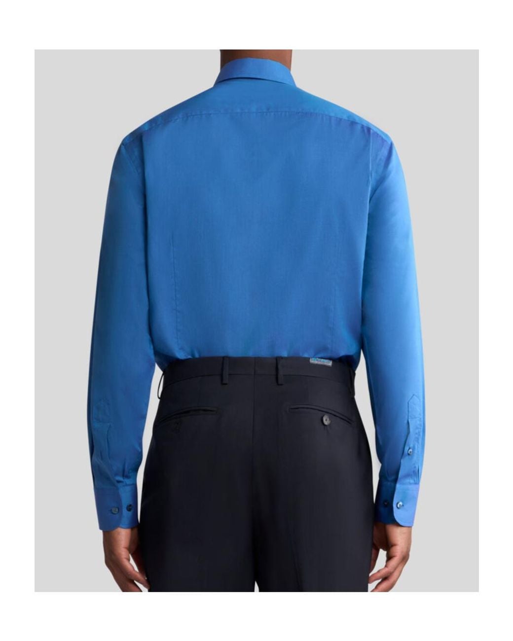 Etro Blue Logo Embroidered Long-Sleeved Shirt for men