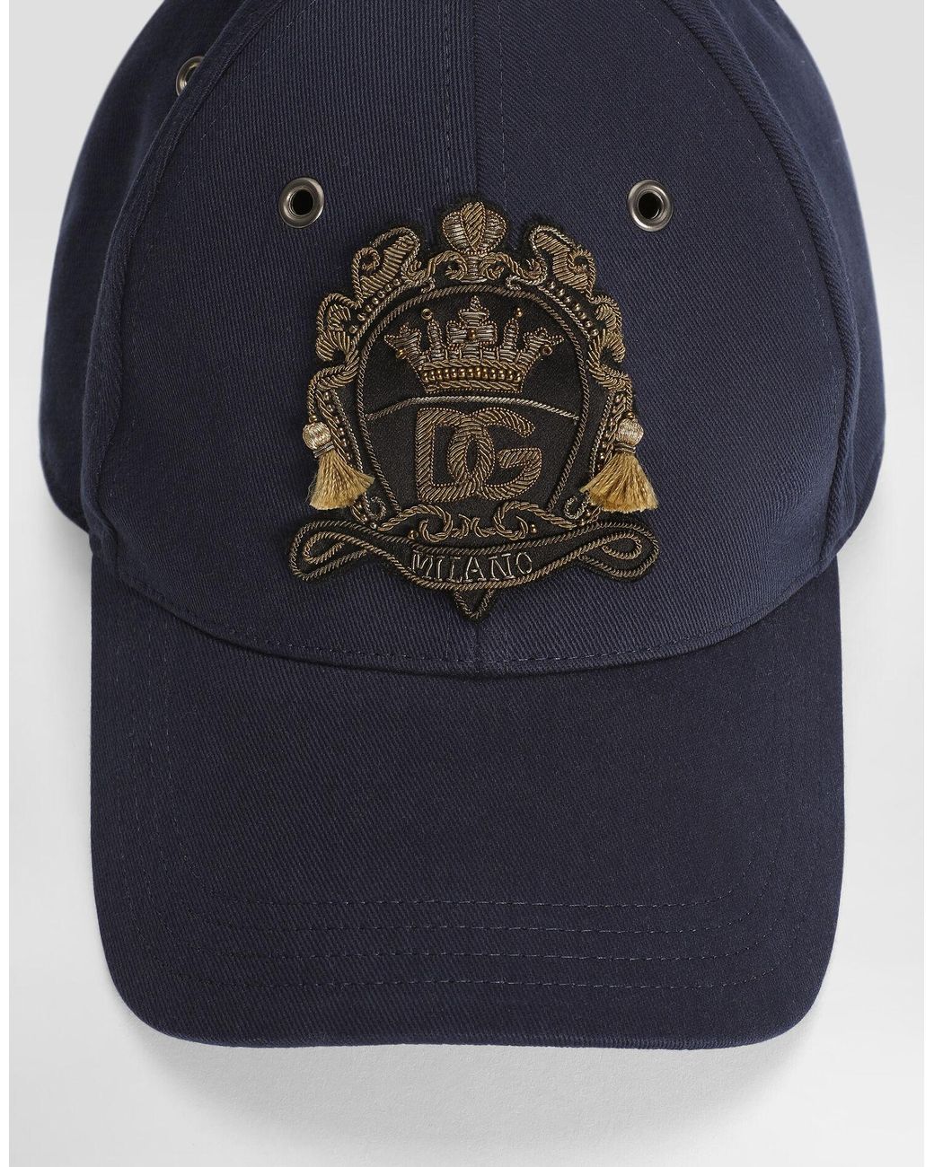Dolce & Gabbana Blue Heraldic Patch Baseball Cap for men