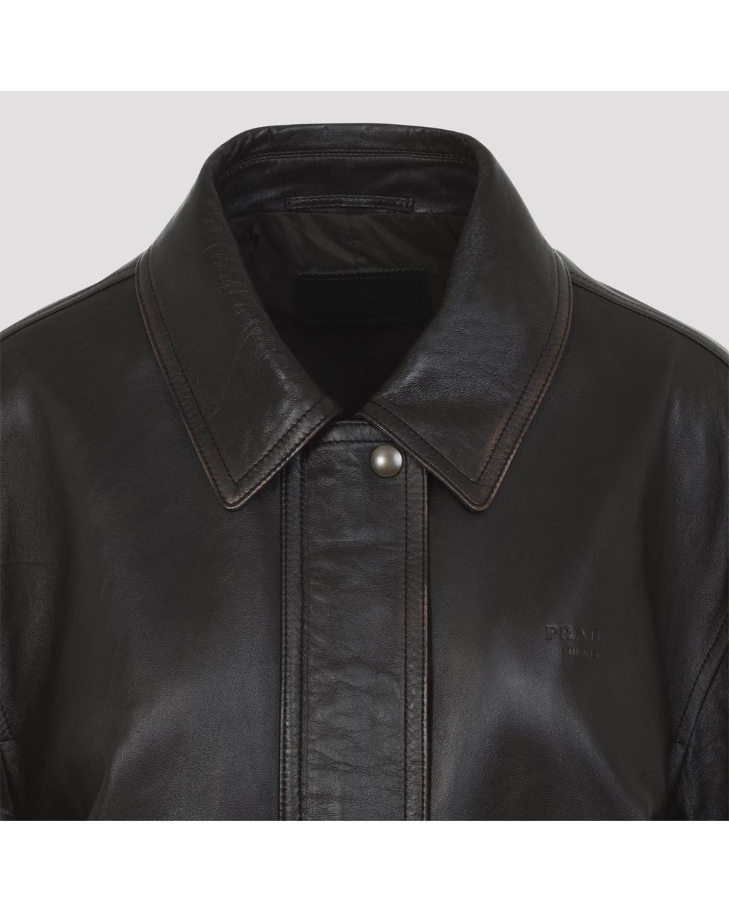 Prada Black Long-Sleeved Leather Jacket