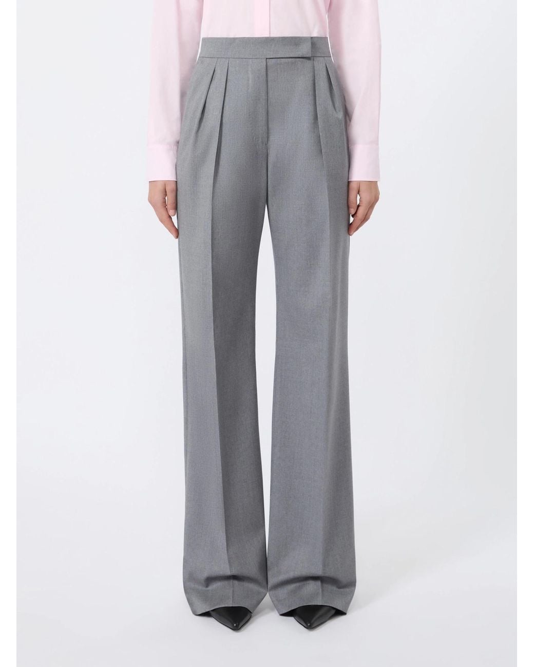 Max Mara Gray Zimino Double Pleated Pants