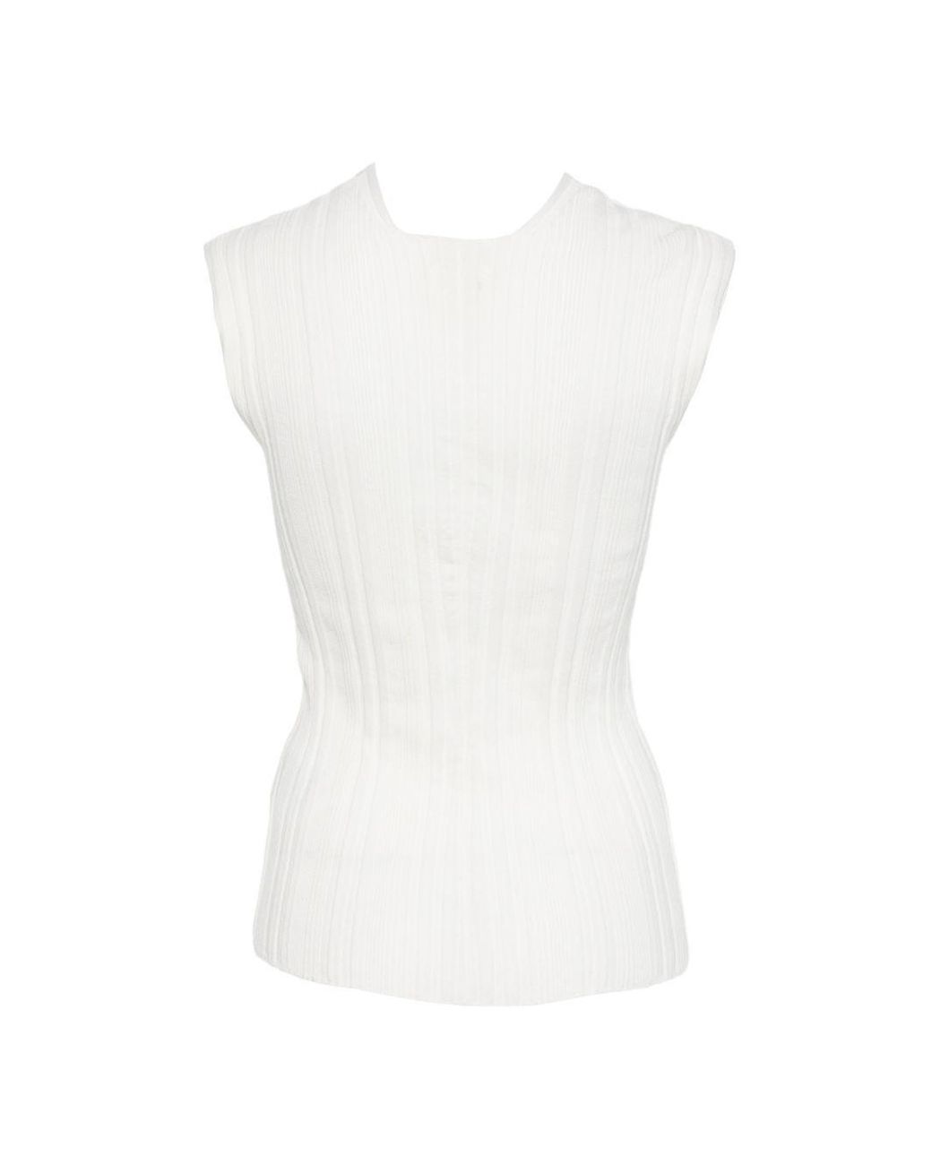 Closed White Ribbed-Knit V-Neck Sweater