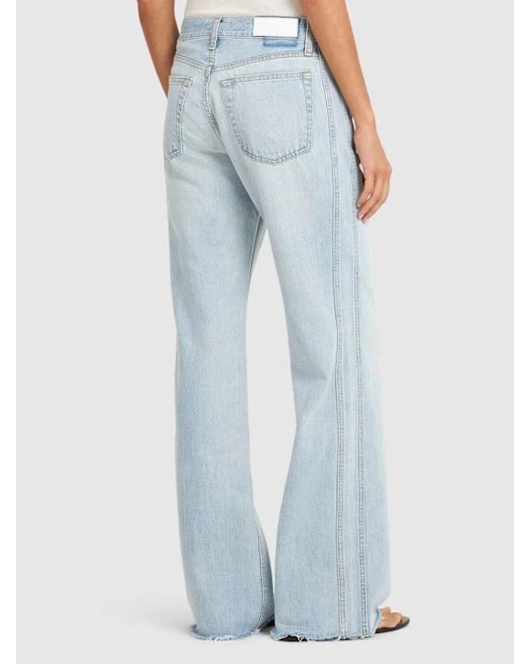 Re/done Blue Ripped Denim Pants With Decorative Hem