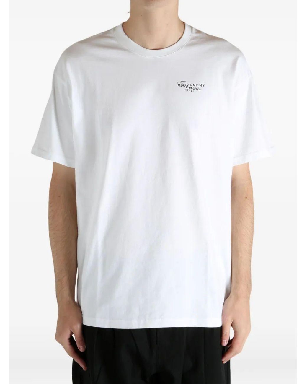 Givenchy White Logo Printed Crewneck T-Shirt for men