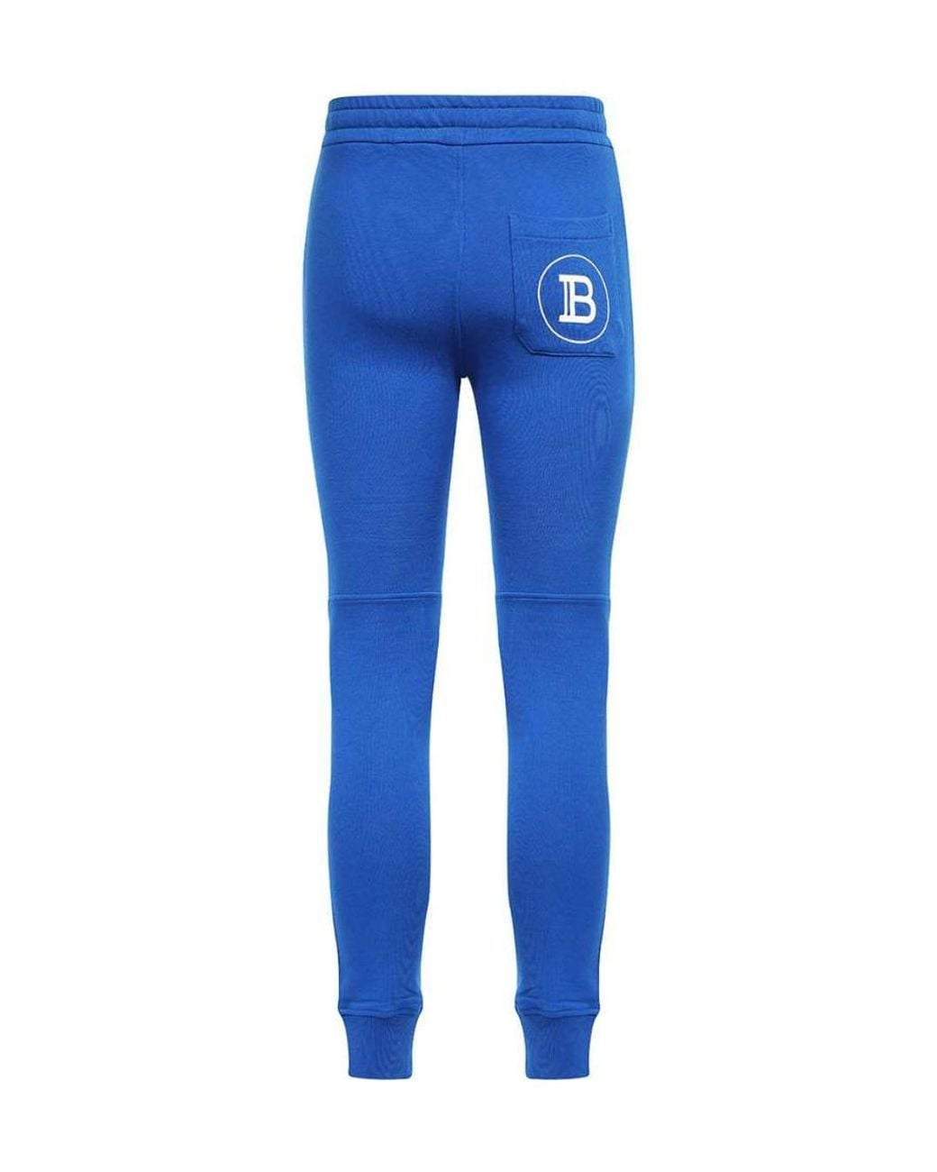 Balmain Blue Logo Printed Cotton Jogging Pants for men