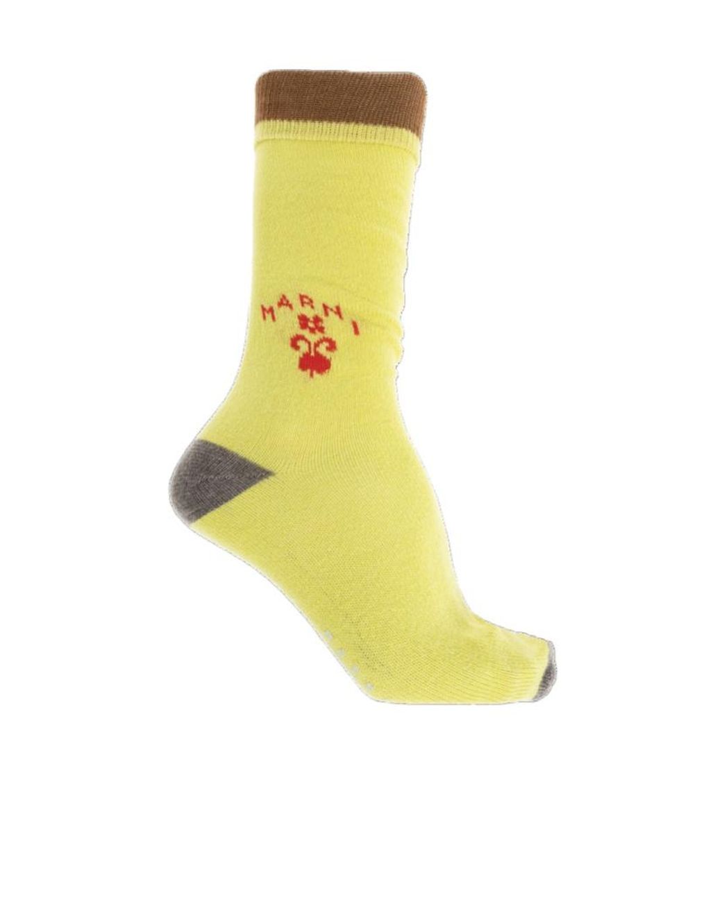 Marni Yellow Logo Wool Socks for men