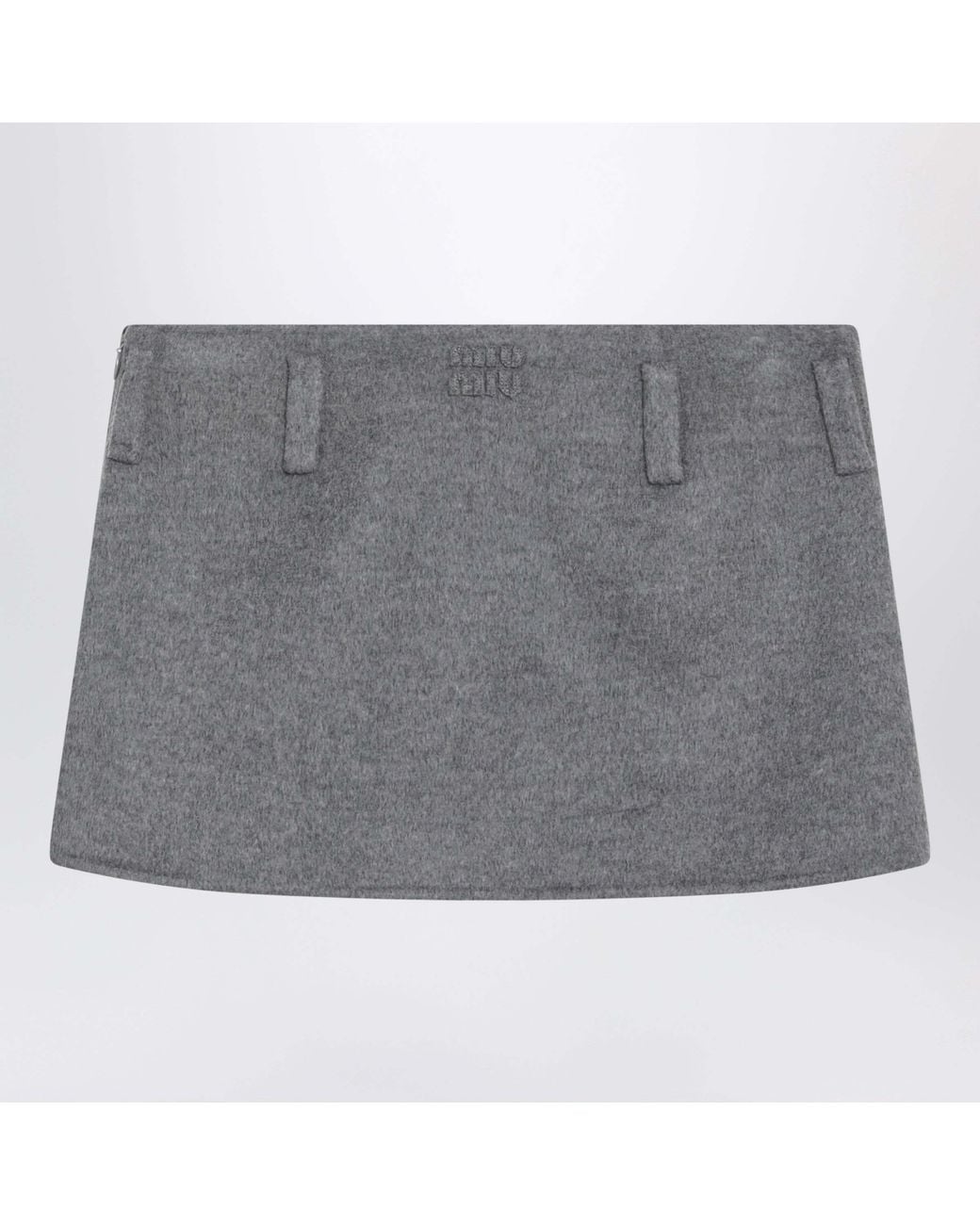 Miu Miu Gray Double Cashmere And Wool Miniskirt