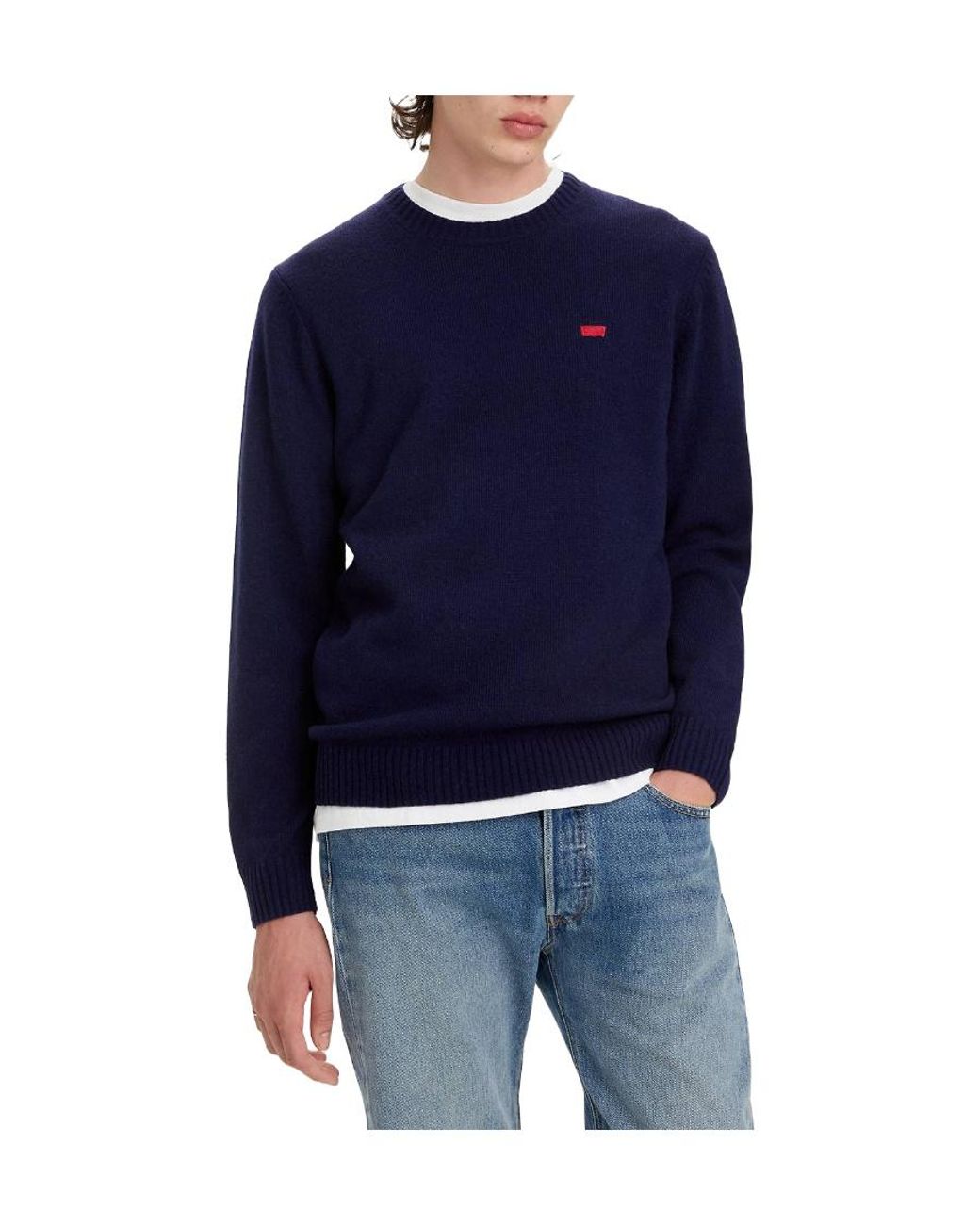 Levi's Blue Long-Sleeved Round Neck Sweater for men