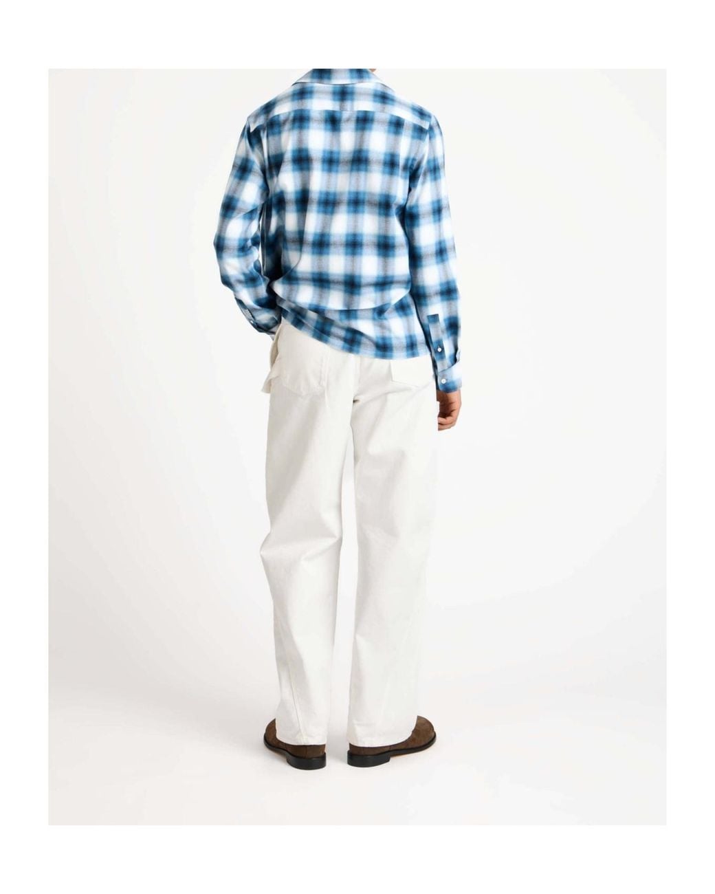 J.W. Anderson Blue Shaded Checkered Shirt for men