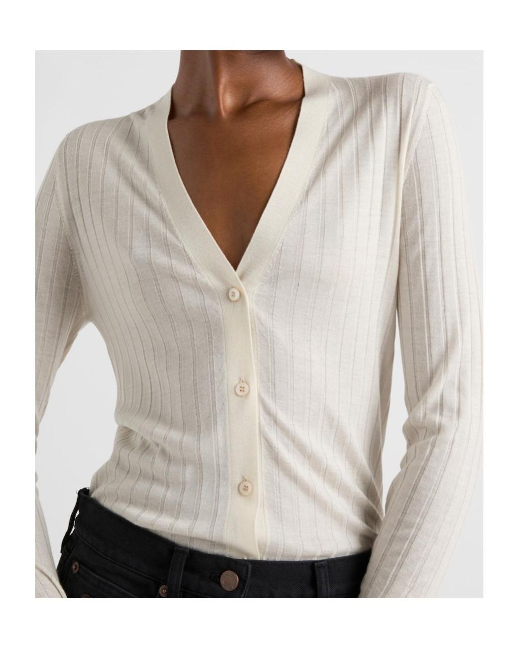 Prada White Cashmere And Silk Cardigan
