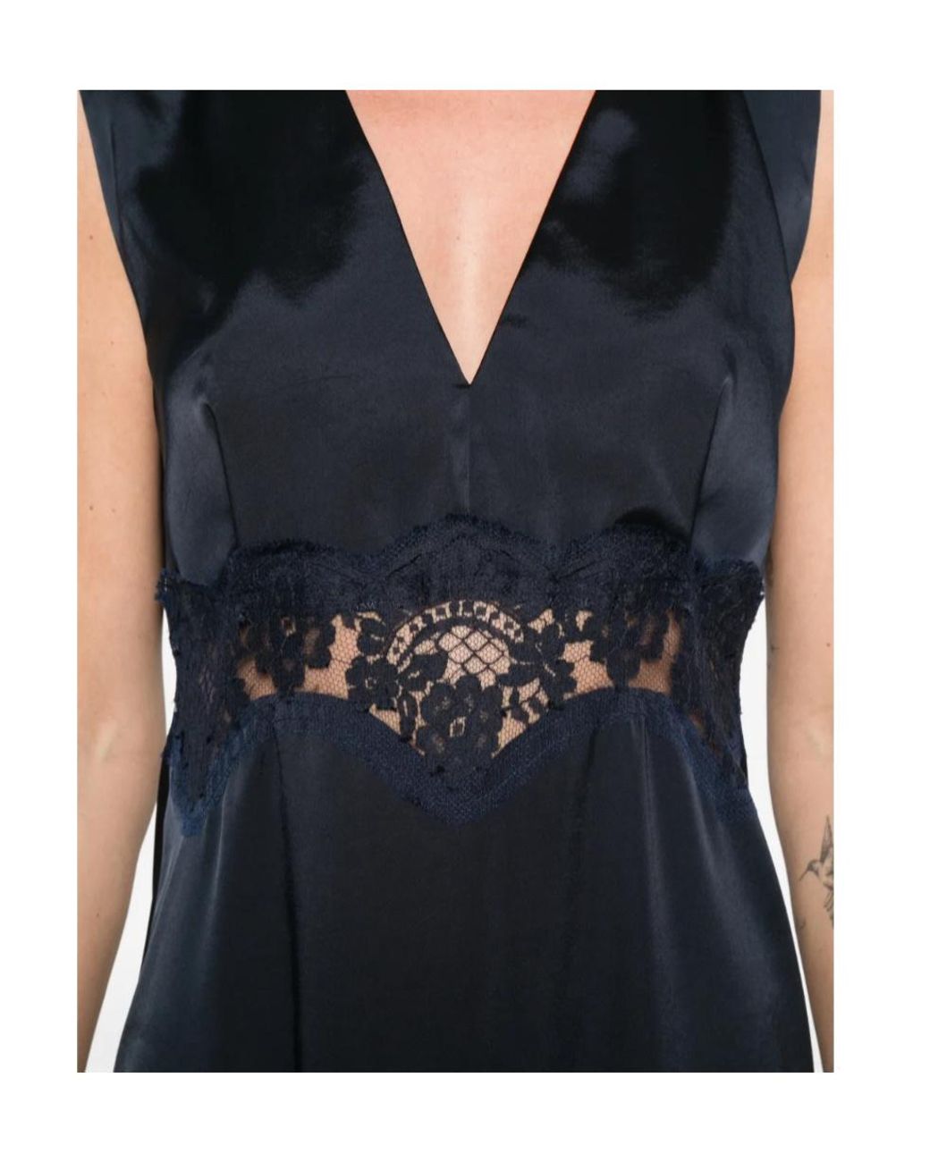 P.A.R.O.S.H. Blue Lace V-Neck Midi Dress