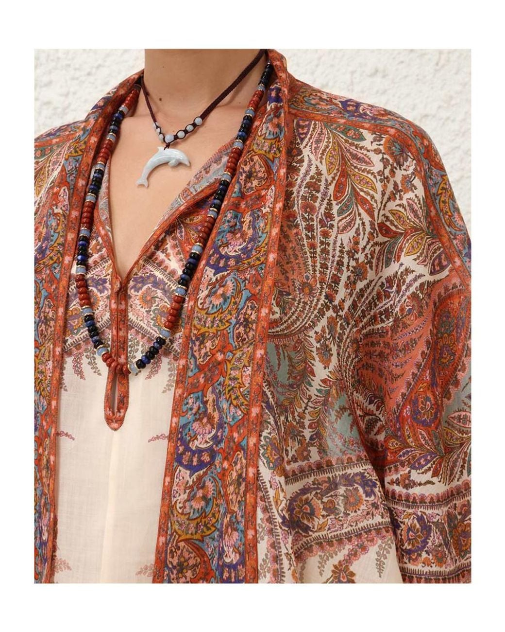 Zimmermann Brown Rhiannon Tie Neck Blouse