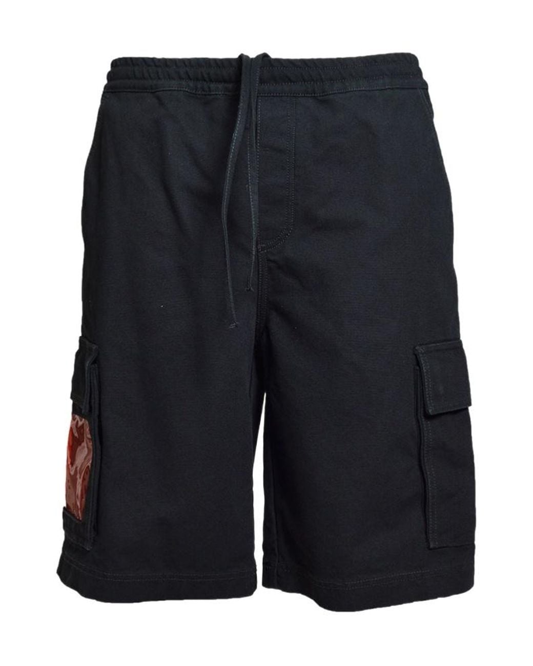 44 Label Group Black Cargo Bermuda Shorts With Logo for men