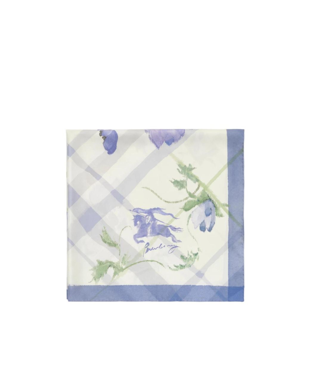 Burberry Blue Watercolour Check Silk Scarf