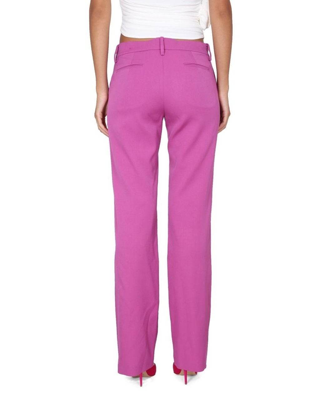 Magda Butrym Pink Mid-Rise Straight-Leg Trousers