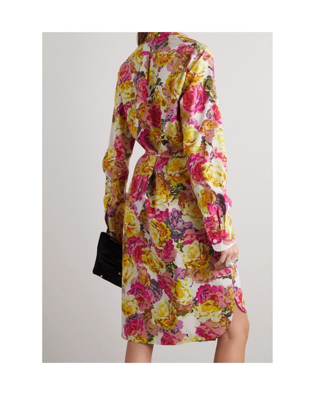 Dries Van Noten White Pleated Floral Print Dress With Belt