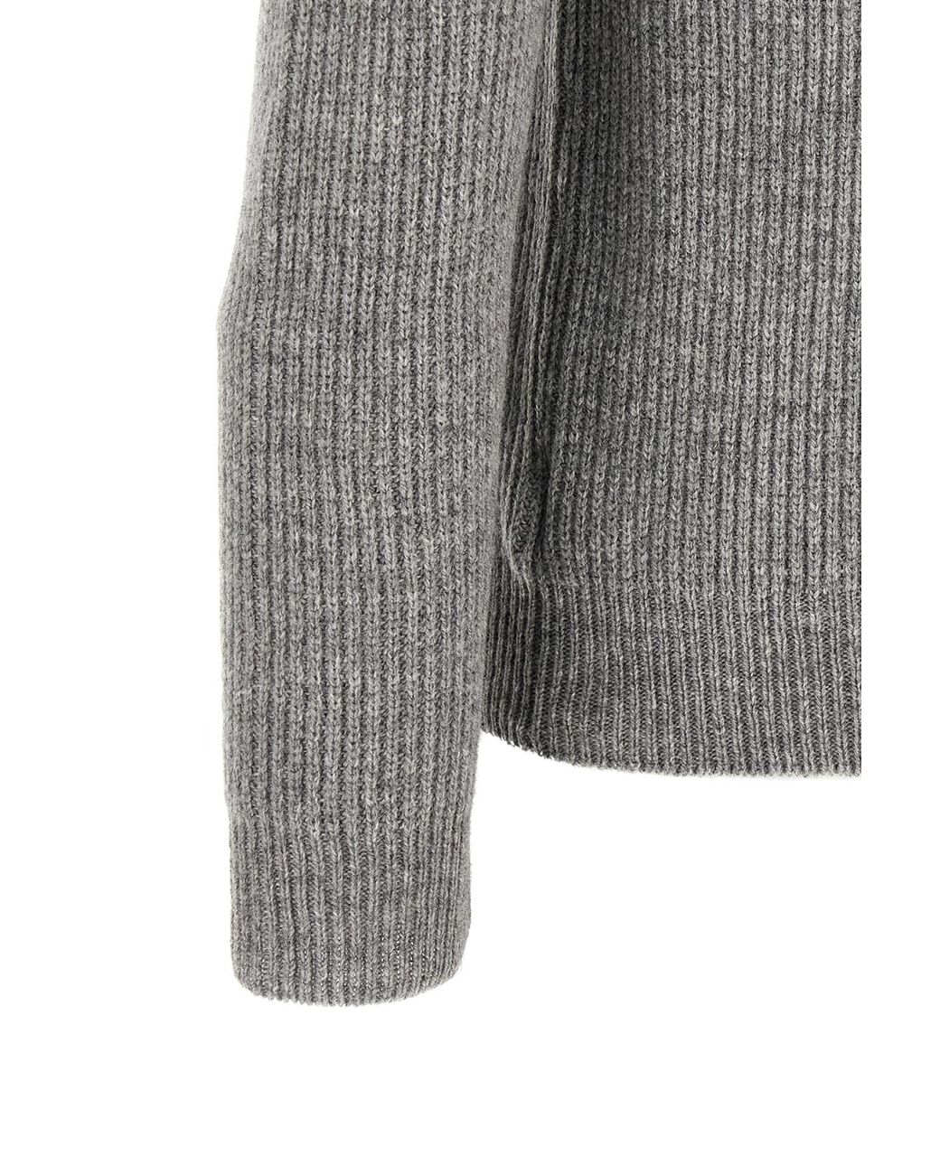 Zanone Gray Ribbed Crewneck Knitted Sweater for men