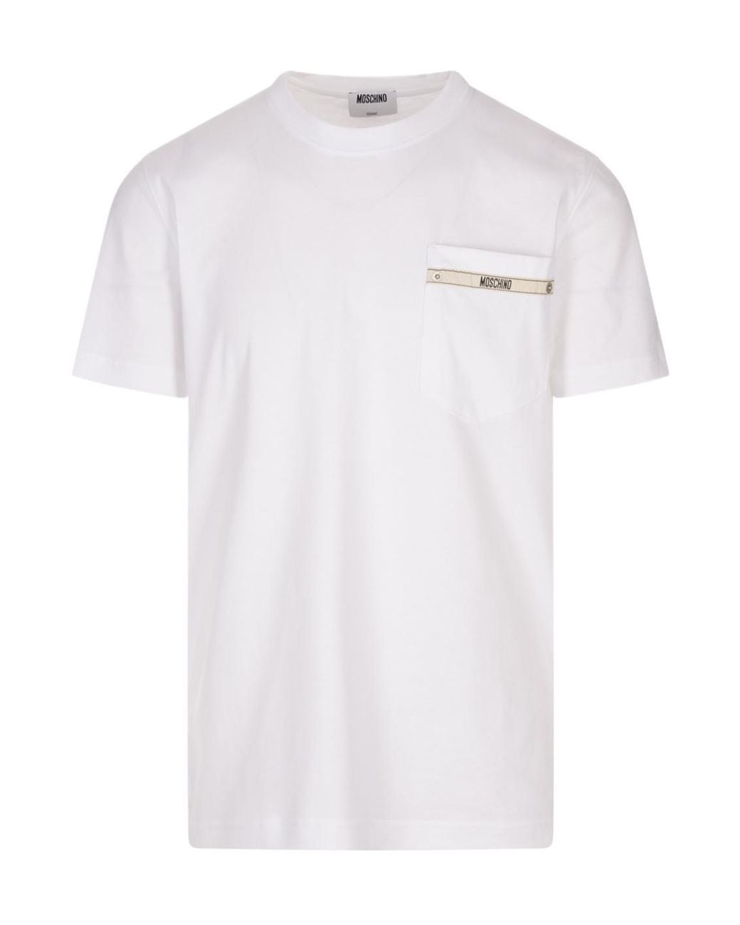 Moschino White Logo Printed Crewneck T-Shirt for men