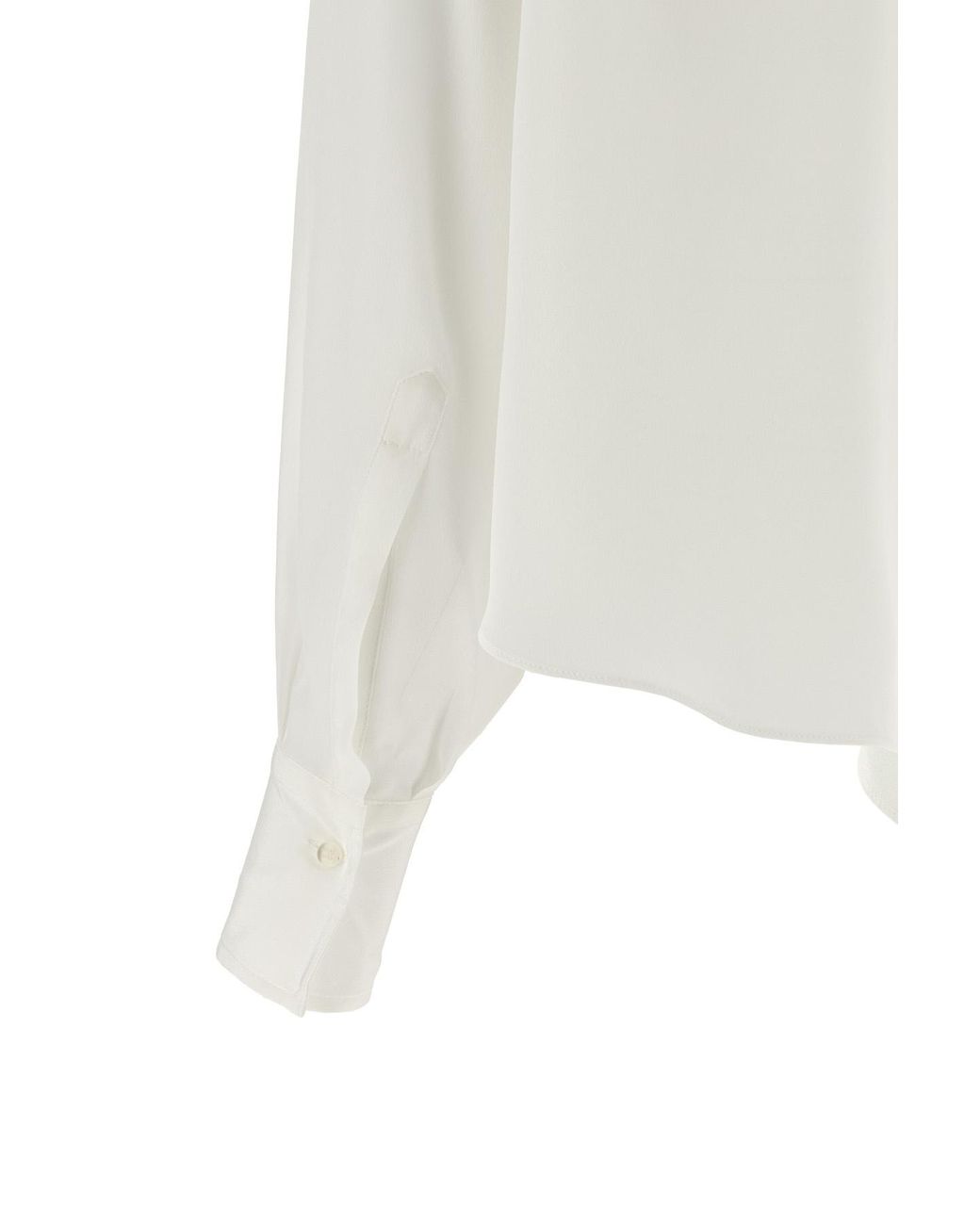 Brunello Cucinelli White Long Sleeve Tie Detail Blouse