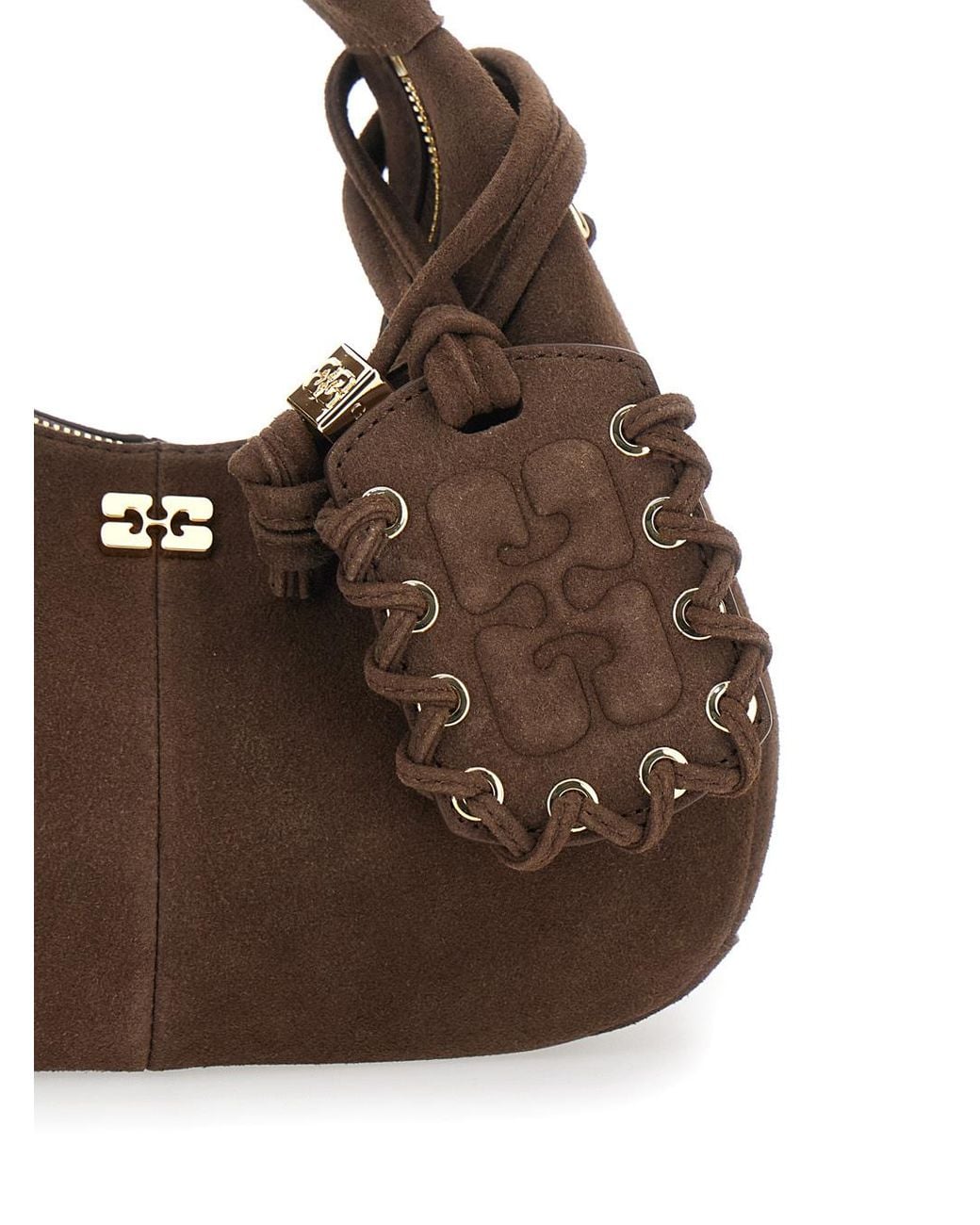 Ganni Brown Hobo Mini Shoulder Bag
