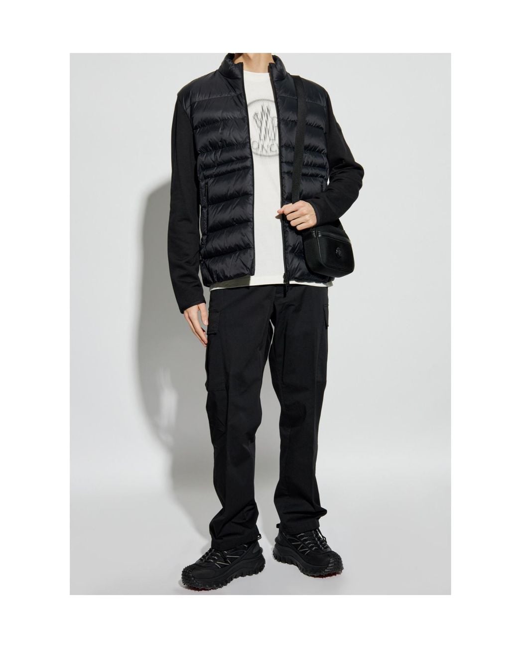 Moncler Blue Logo Patch Zip-Up Padded Cardigan for men