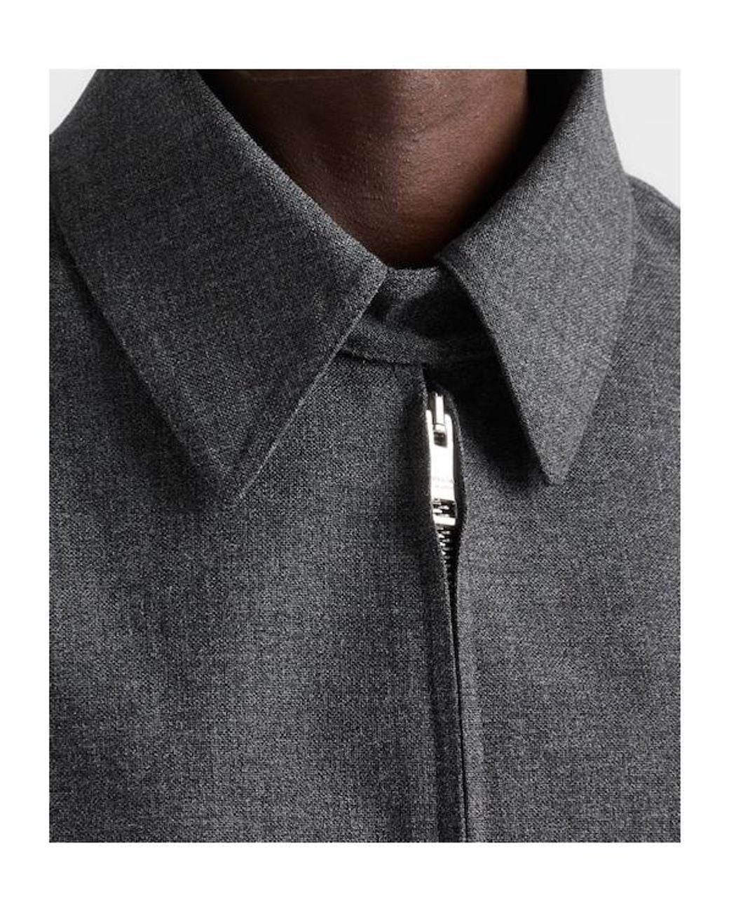Prada Gray Bonded Devoré Hopsack Blouson Jacket