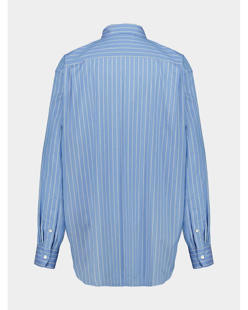 Auralee Blue Pinstriped Shirt