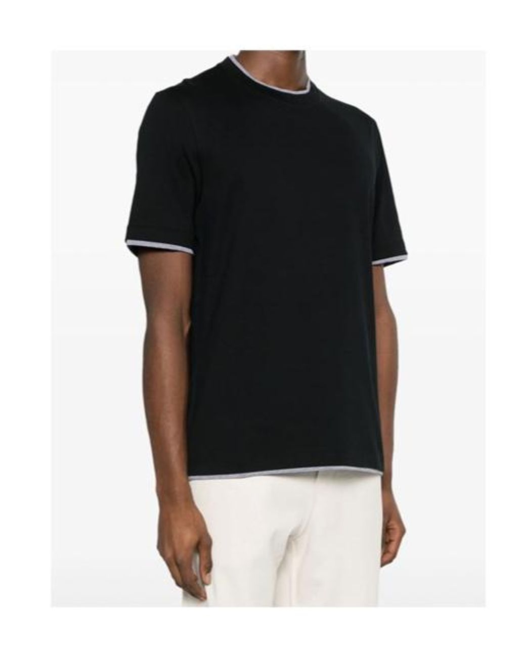 Brunello Cucinelli Black Layered-Effect Crewneck T-Shirt for men