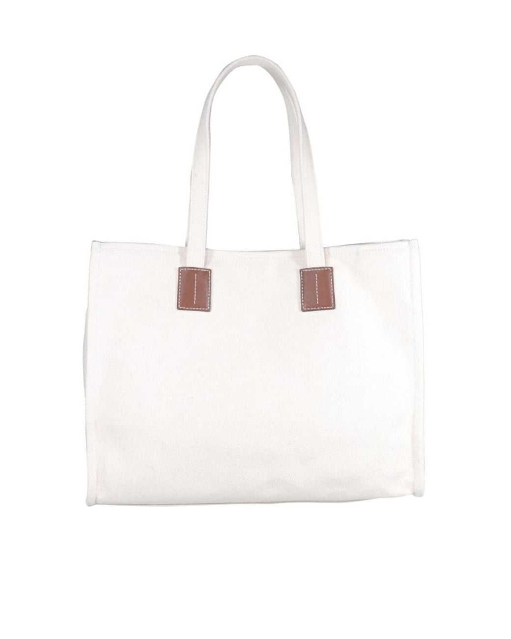 Bally White Logo Canvas Shoulder Bag