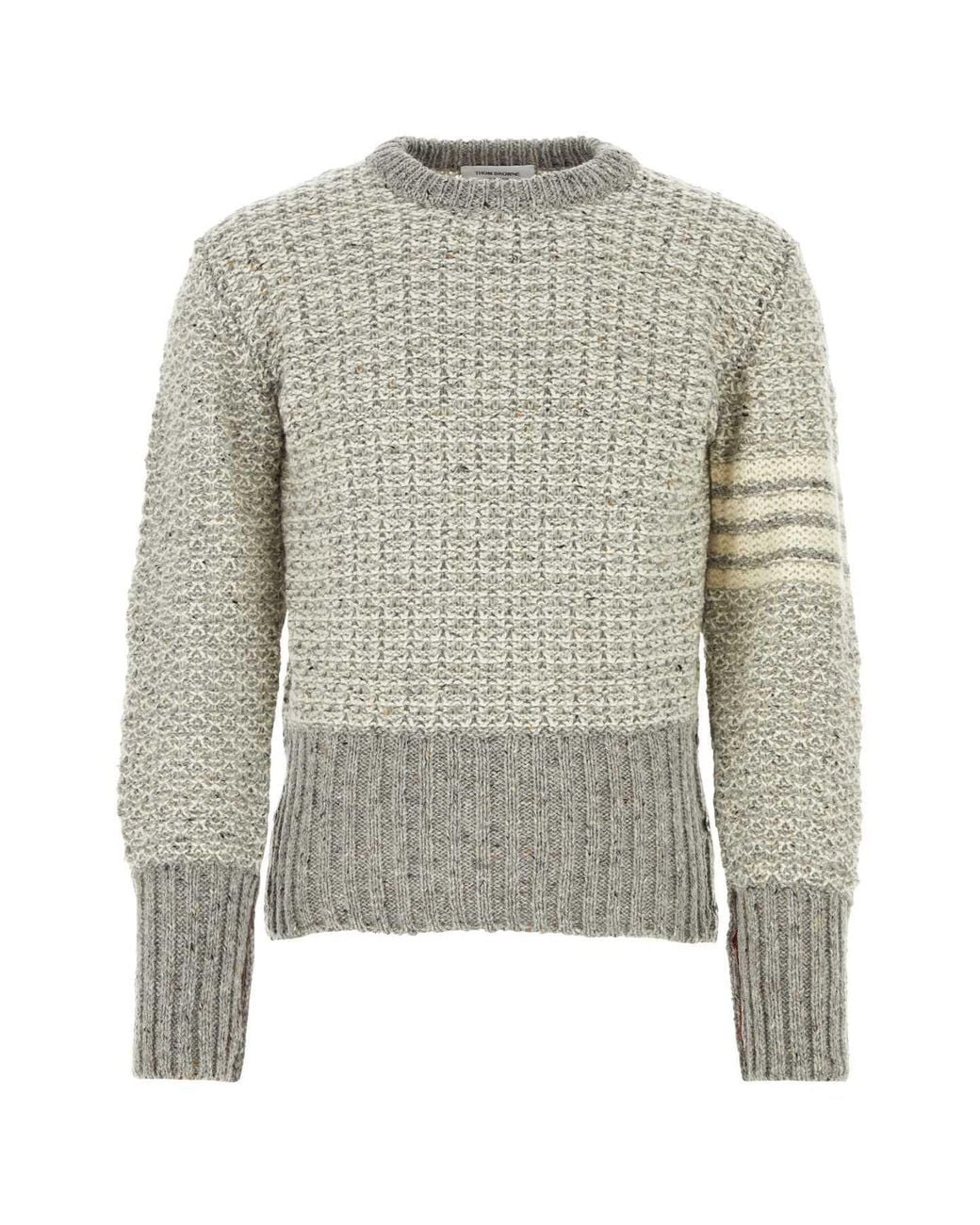 Thom Browne Natural Bar Stripe Knitted Jumper for men
