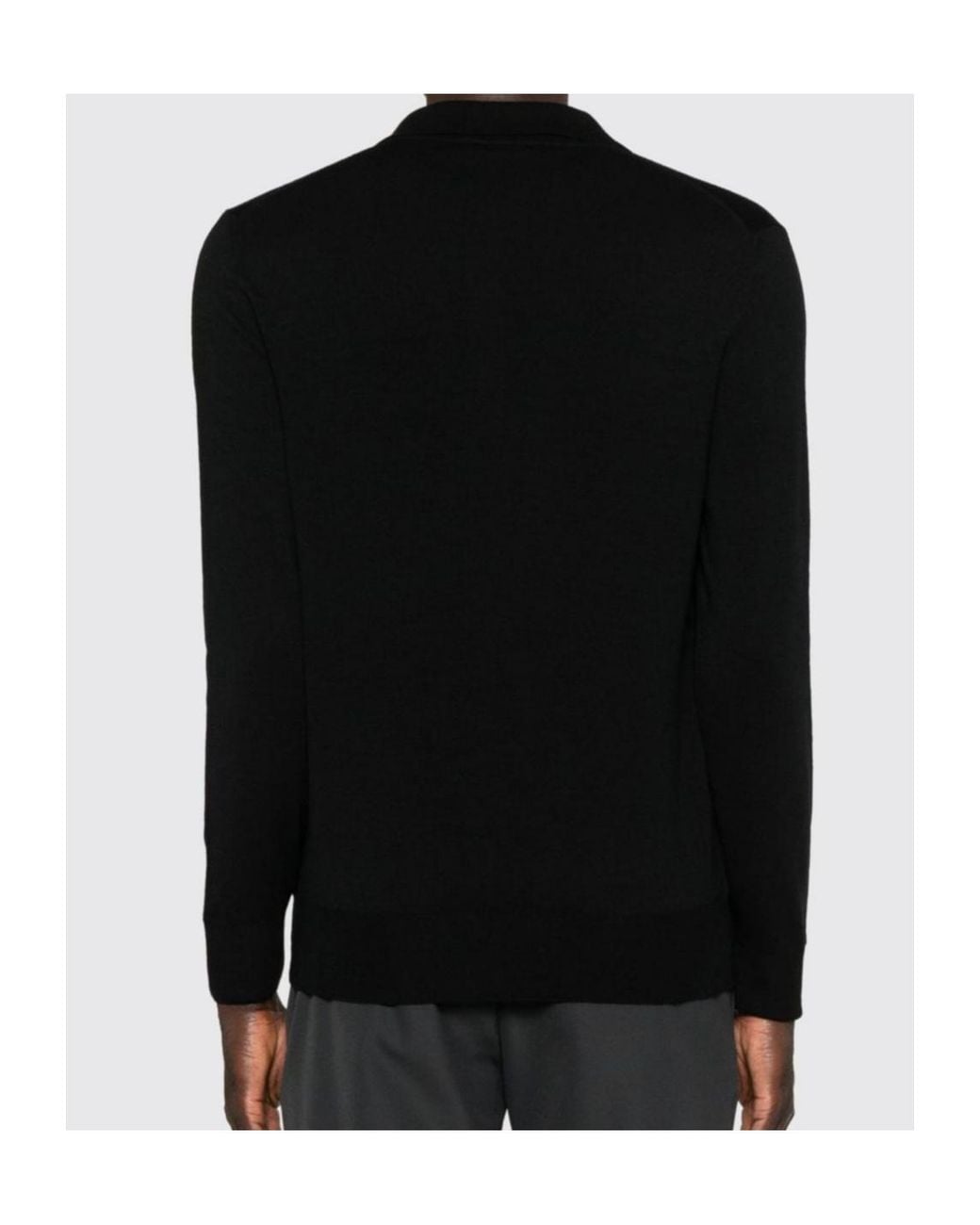 Canali Black Long-Sleeve Polo Shirt for men