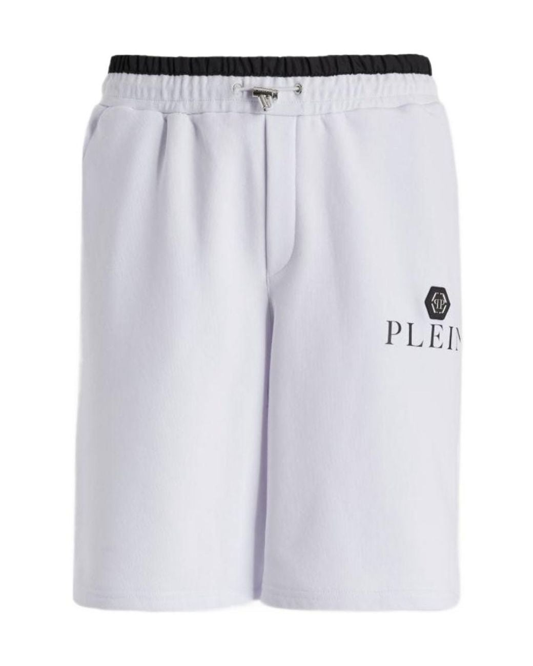 Philipp Plein Blue Logo-Plaque Drawstring Track Shorts for men