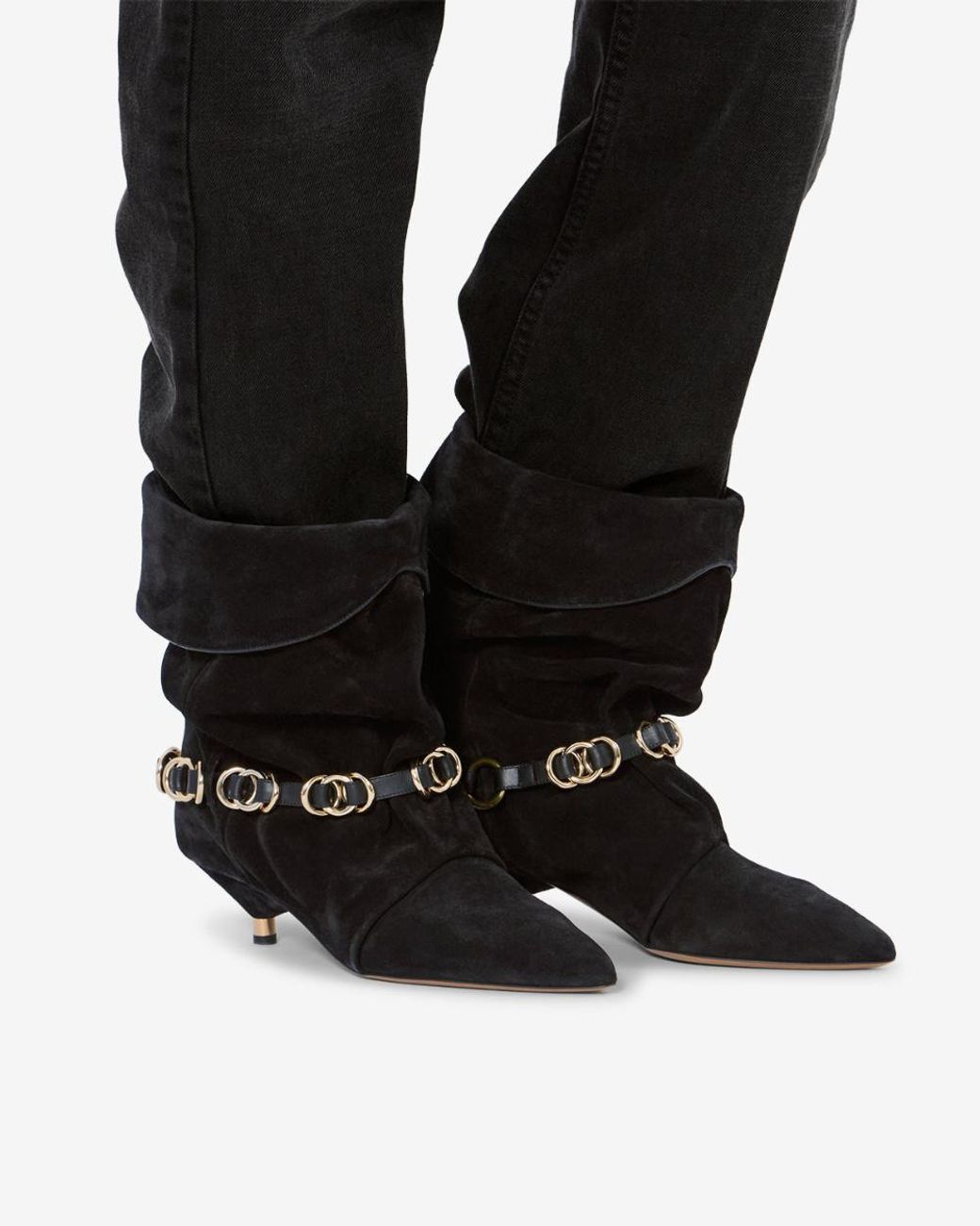 Isabel Marant Black Edrik Ring-Detail Ankle Boots