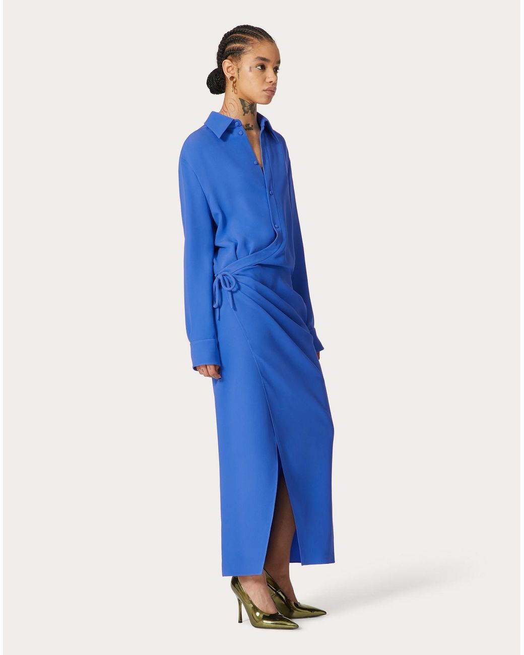 Valentino Blue Cady Couture Shirt Dress